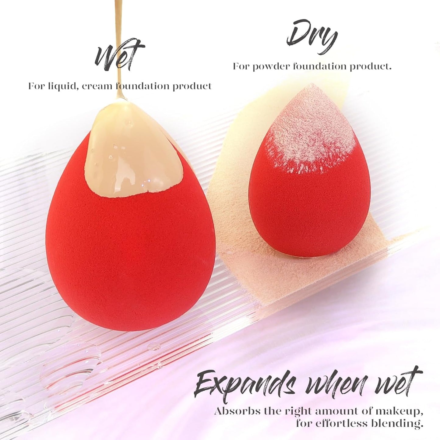 Makeup Sponge 5 Pcs Set, Latex-Free Beauty Sponge for Blending, Makeup Sponges for Foundation Liquid Cream and Powder