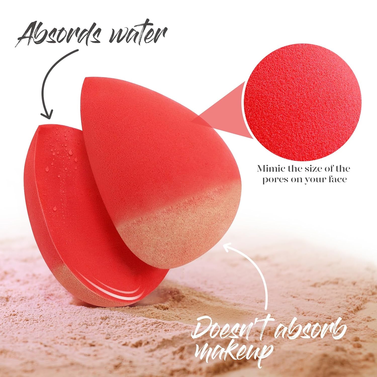 Makeup Sponge 5 Pcs Set, Latex-Free Beauty Sponge for Blending, Makeup Sponges for Foundation Liquid Cream and Powder